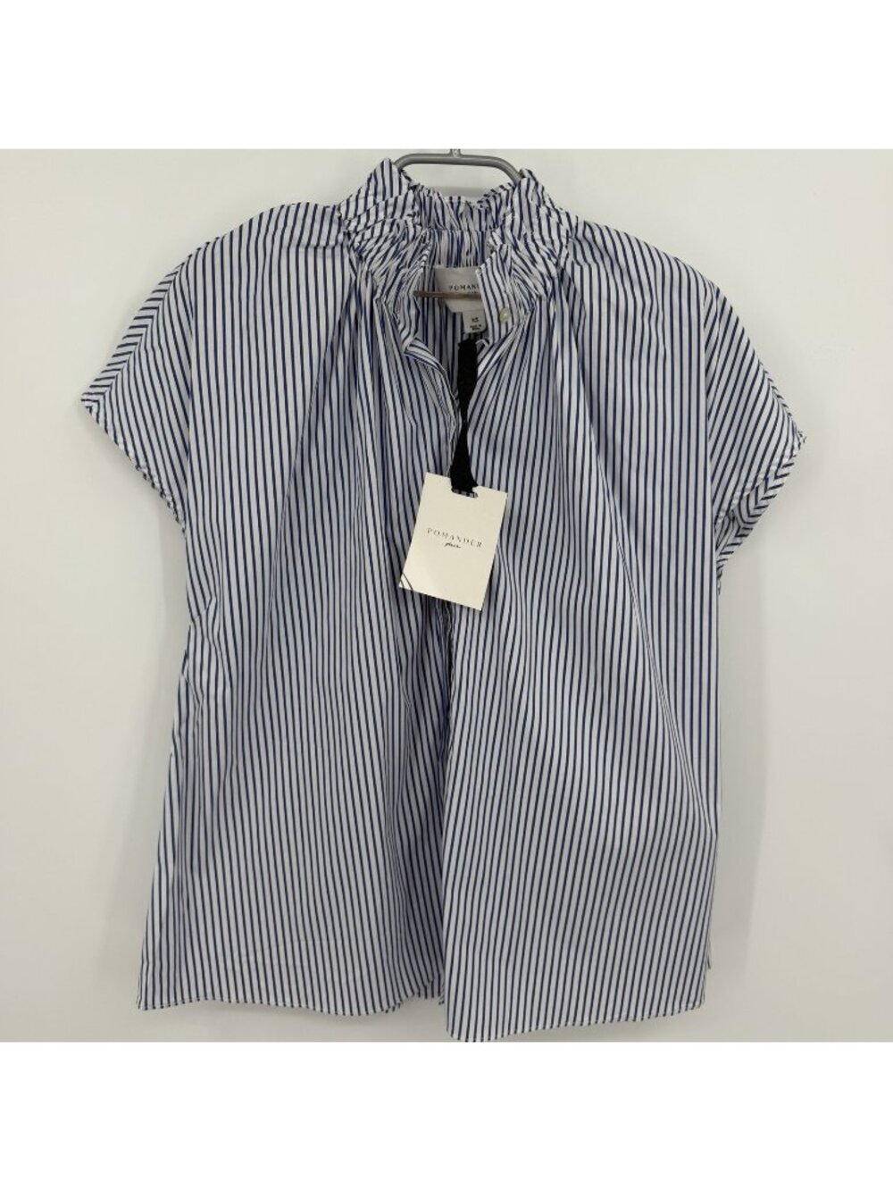 Pomander Place by Tuckernuck Blue Stripe Rae Blouse XS Button Front Cotton *